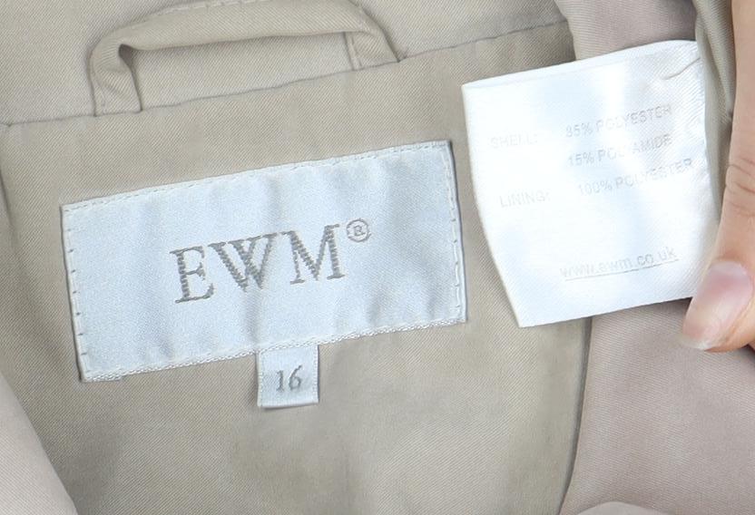 EWM Women's Beige Overcoat Size 16 Button Closure