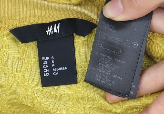 H&M Women's Yellow Jersey Short Sleeve Top, Size S