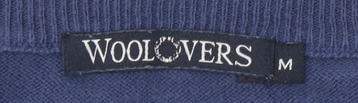 Woolovers Men's Blue V-Neck Cashmere Blend Jumper M