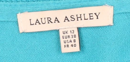 Laura Ashley Women's Blue Cardigan UK 12 V-Neck Casual