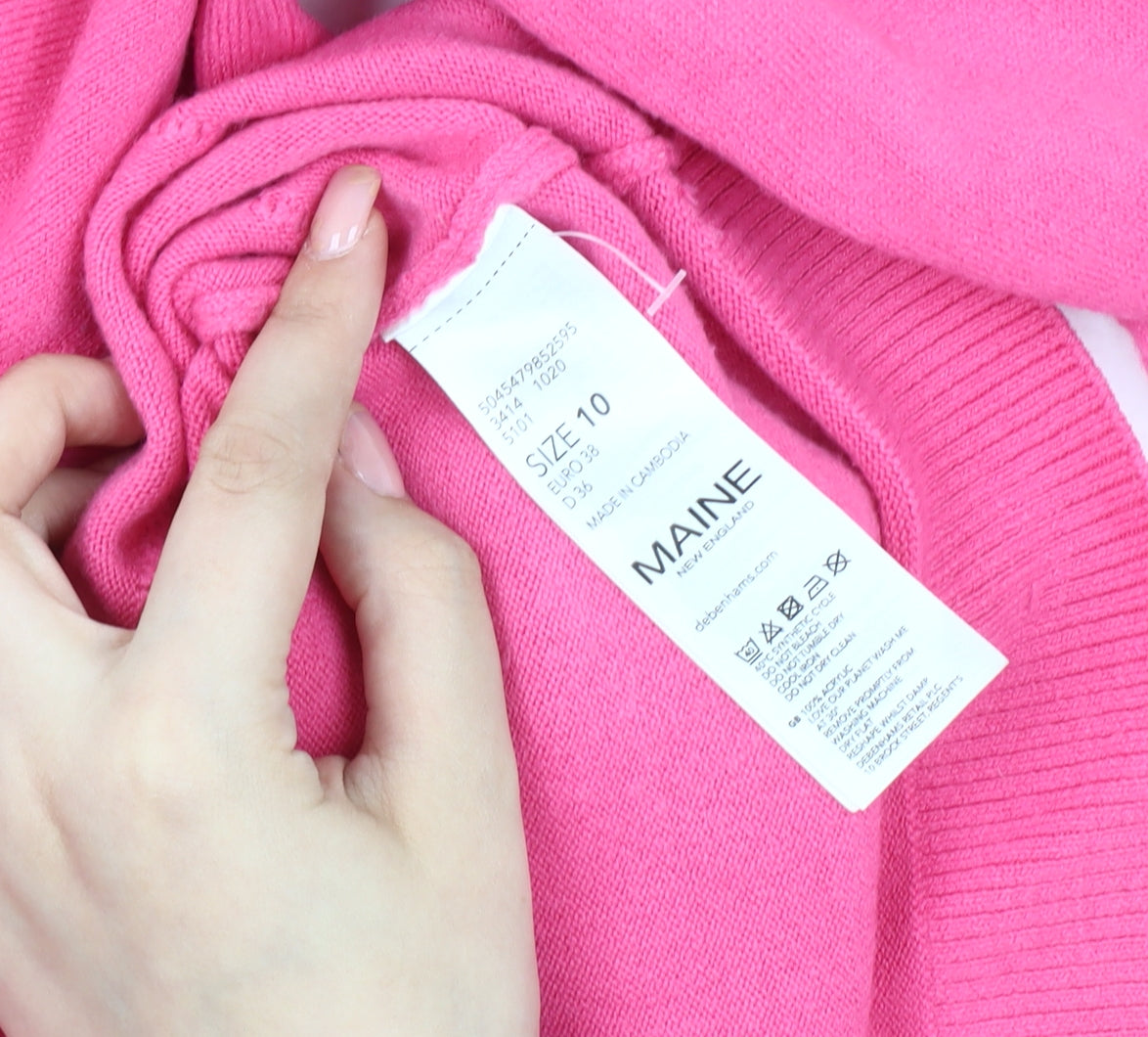 Maine New England Women's Pink Knit Pullover Jumper Size 10