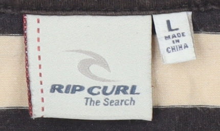 Rip Curl Women's Brown Striped Polo Shirt L