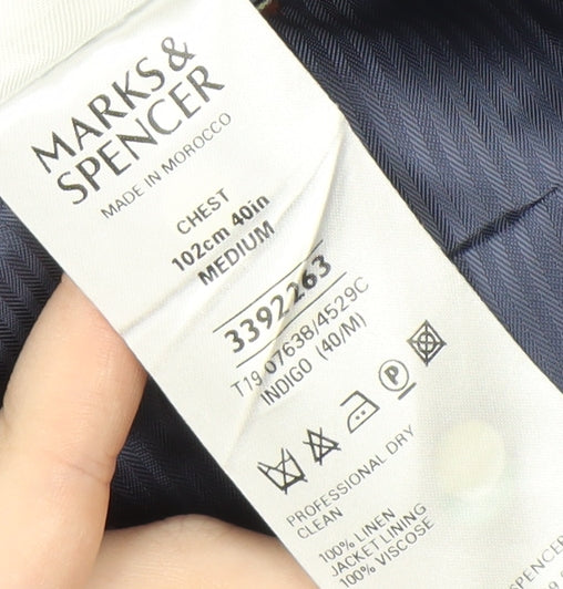 Marks and Spencer Men's Blue Striped Blazer M