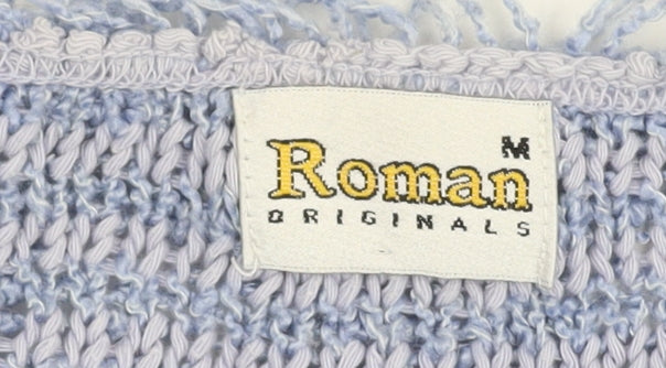 Roman Originals Women's Blue Cardigan, M, with Fringe