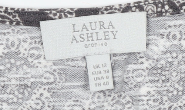Laura Ashley Women's Grey Geometric Tank Top - Size 12