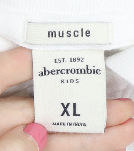Abercrombie Boys White Polo Shirt XL Cotton Logo Casual