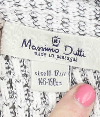 Massimo Dutti Girls White Cardigan, Size 11-12 Years, Zip
