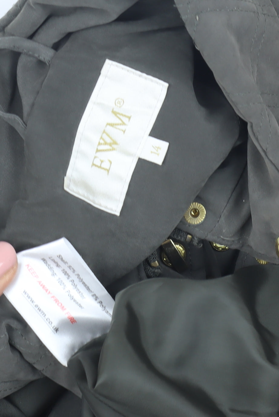 EWM Women's Grey Quilted Jacket Size 14