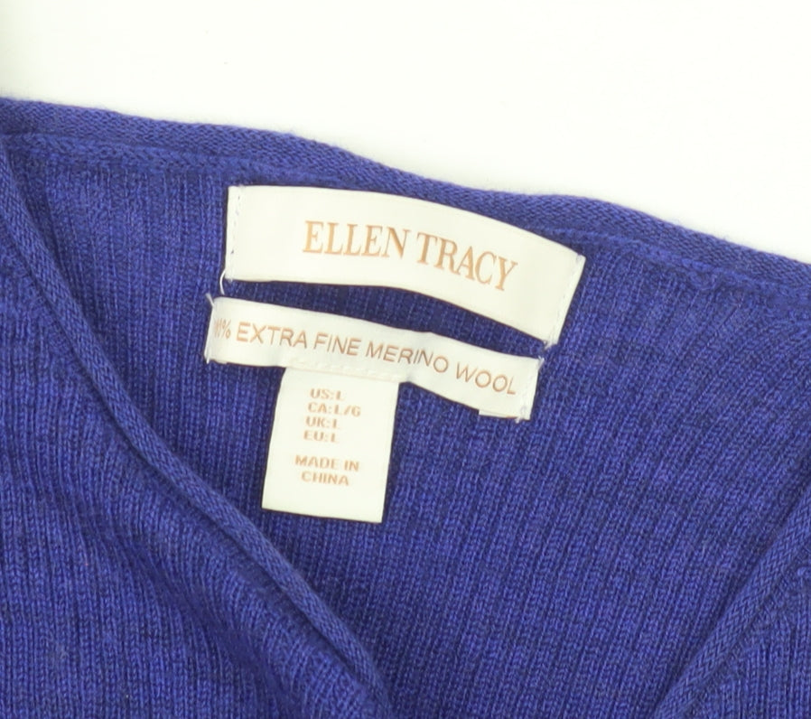 Ellen Tracy Women's Blue Pullover Jumper L