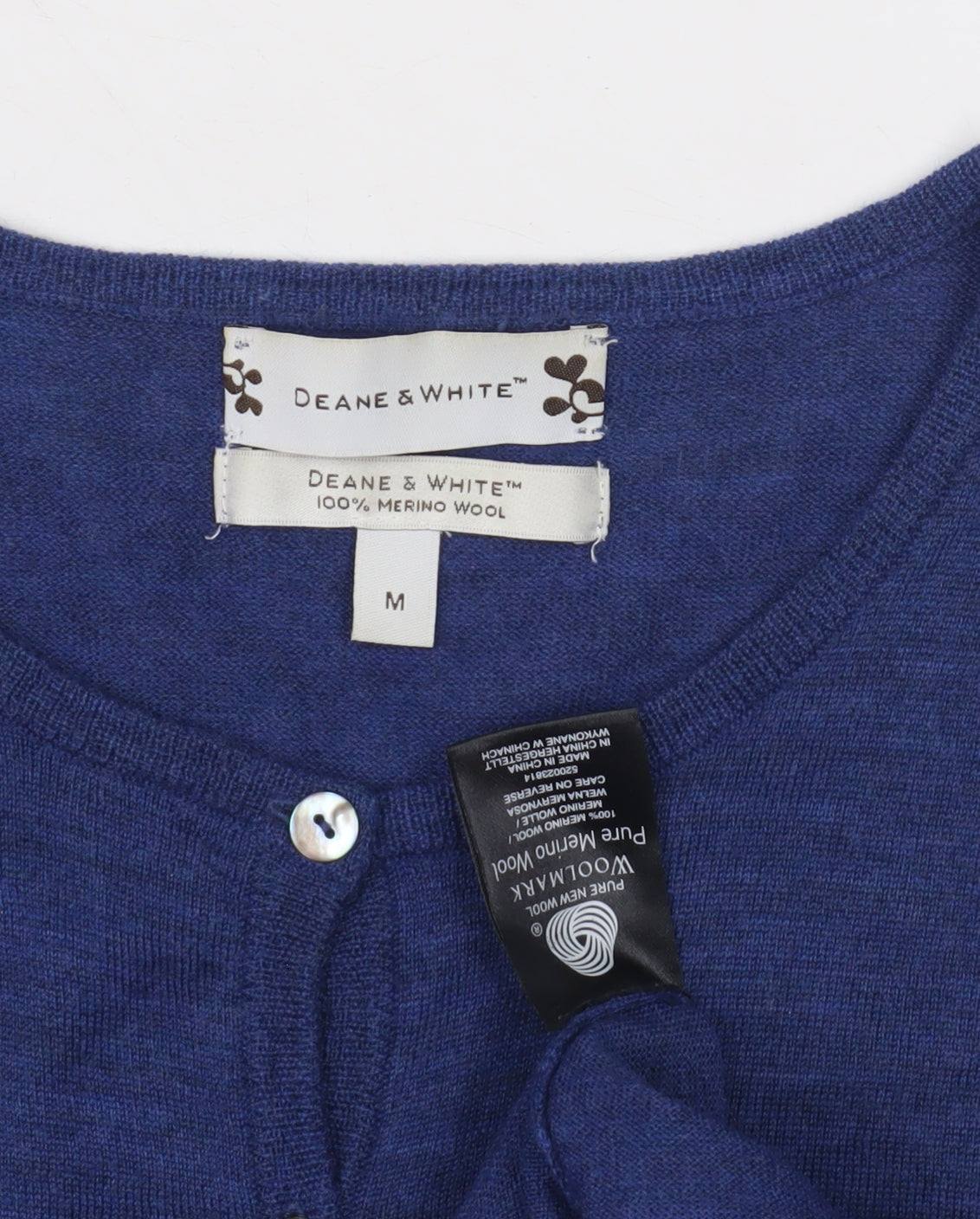 Deane & White Women's Blue Merino Wool Cardigan, M