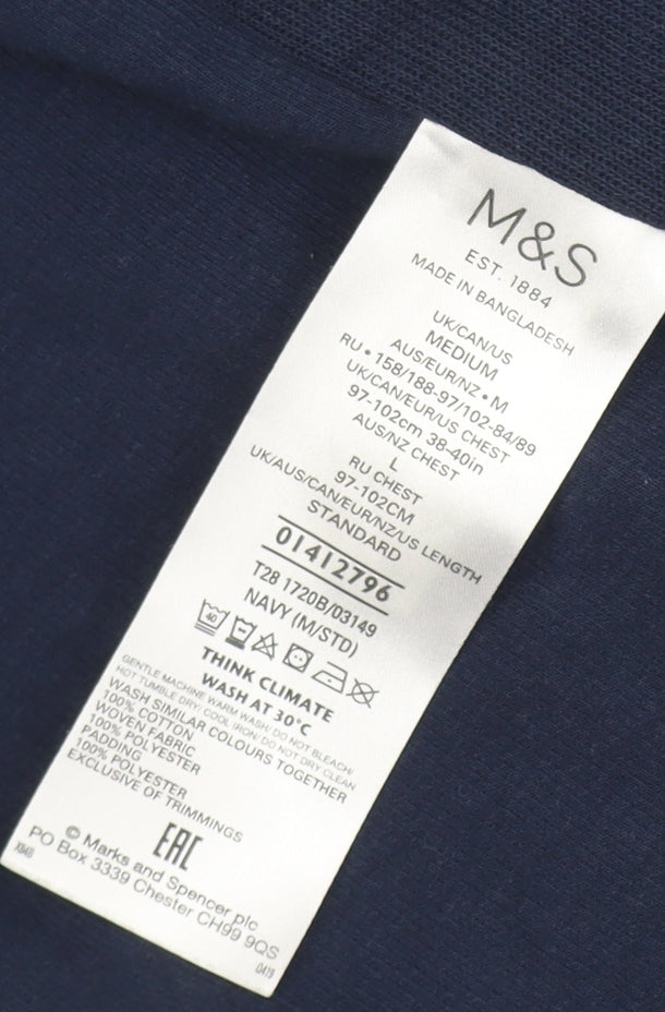 Marks and Spencer Men's Navy Puffer Jacket, M, Quilted