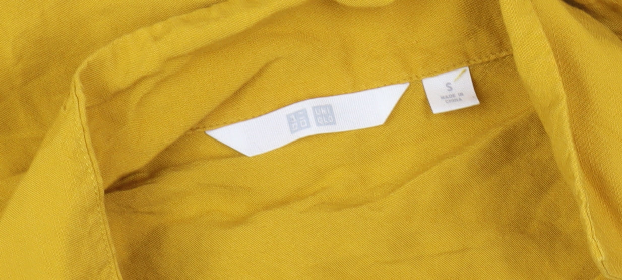 Uniqlo Women's Yellow Linen Button-Up Shirt Size S