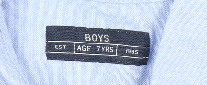 Matalan Boys Blue Button-Up Short Sleeve Shirt, Size 7 Years