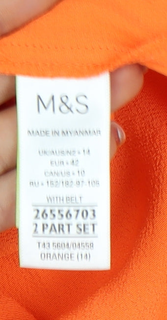 Marks and Spencer Women's Orange Blouse, Size 14, Viscose