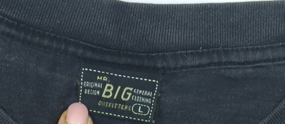 MR. BIG Men's Black Biker T-Shirt, Large Rock Graphic