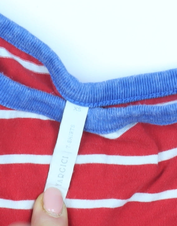 XRCICI Teens Red Striped Ringer T-Shirt XS