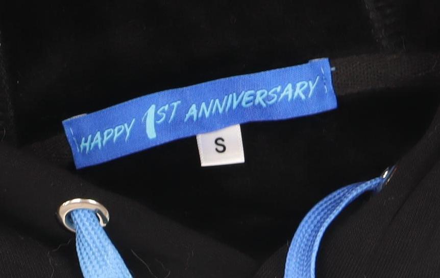 Black Graphic Print Hoodie, Small, Hooded, Very Good