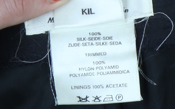 Jaeger Women's Black Silk A-Line Midi Skirt Size 8