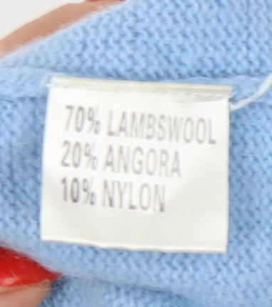 Poppy Women's Blue Mock Neck Pullover Jumper Size 12