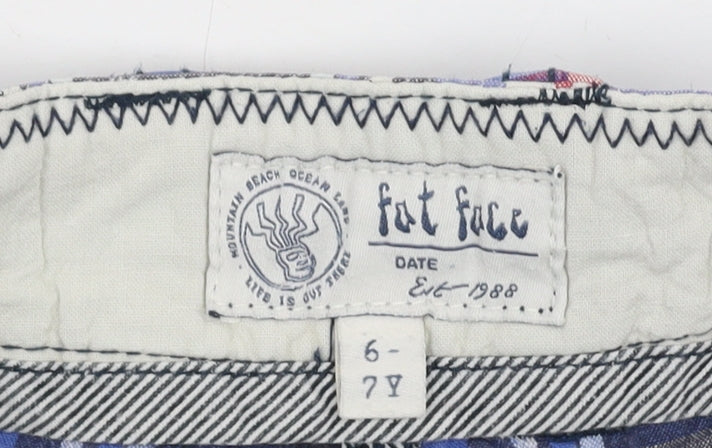 Fat Face Boys Blue Plaid Cargo Shorts Size 6-7 Years