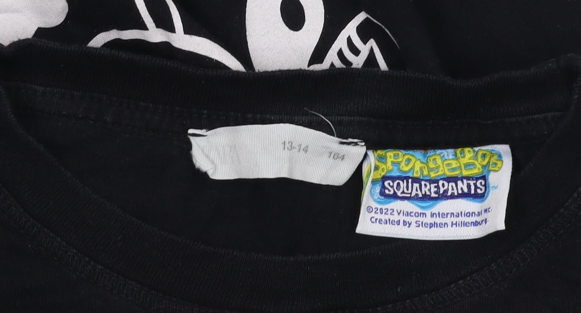 SpongeBob Square Pants Boys Black Graphic T-Shirt 13-14 Years