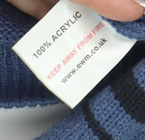 EWM Men’s Blue Striped Pullover Jumper M