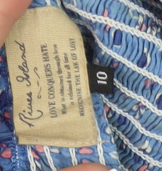 River Island Women’s Blue Floral Strapless Dress 10