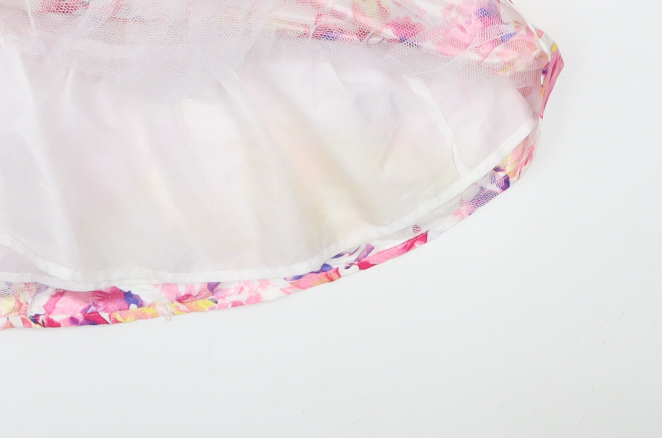 Mango Girls Pink Floral Knee Length Dress Size 4 Fit & Flare