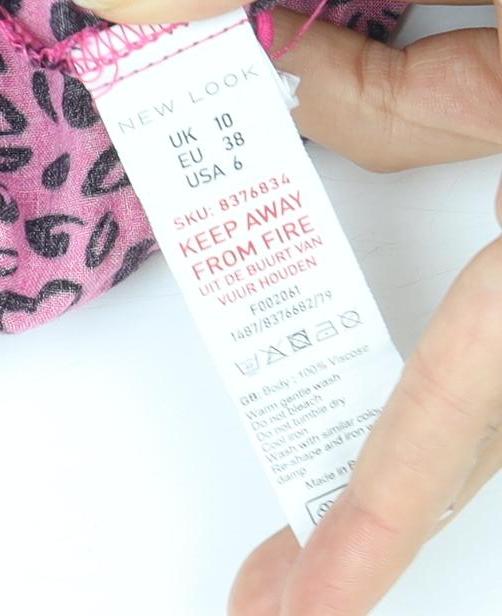 New Look Women's Pink Animal Print A-Line Dress Size 10