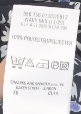 Marks and Spencer Women's Blue Floral Skirt Size 14