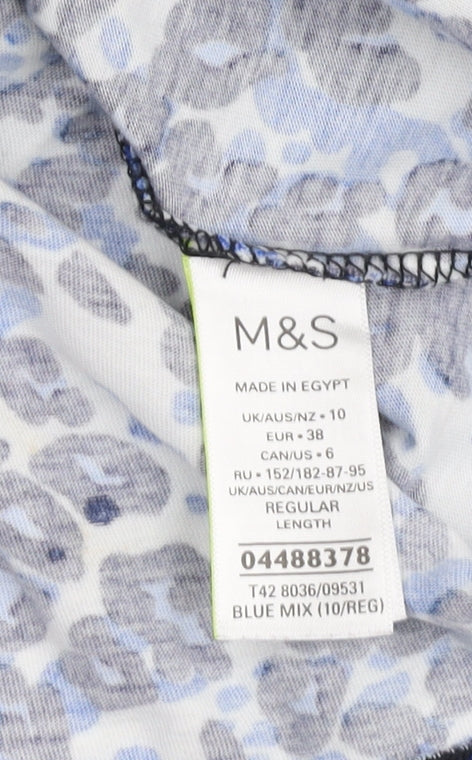 Marks and Spencer Blue Animal Print Shift Dress - Size 10