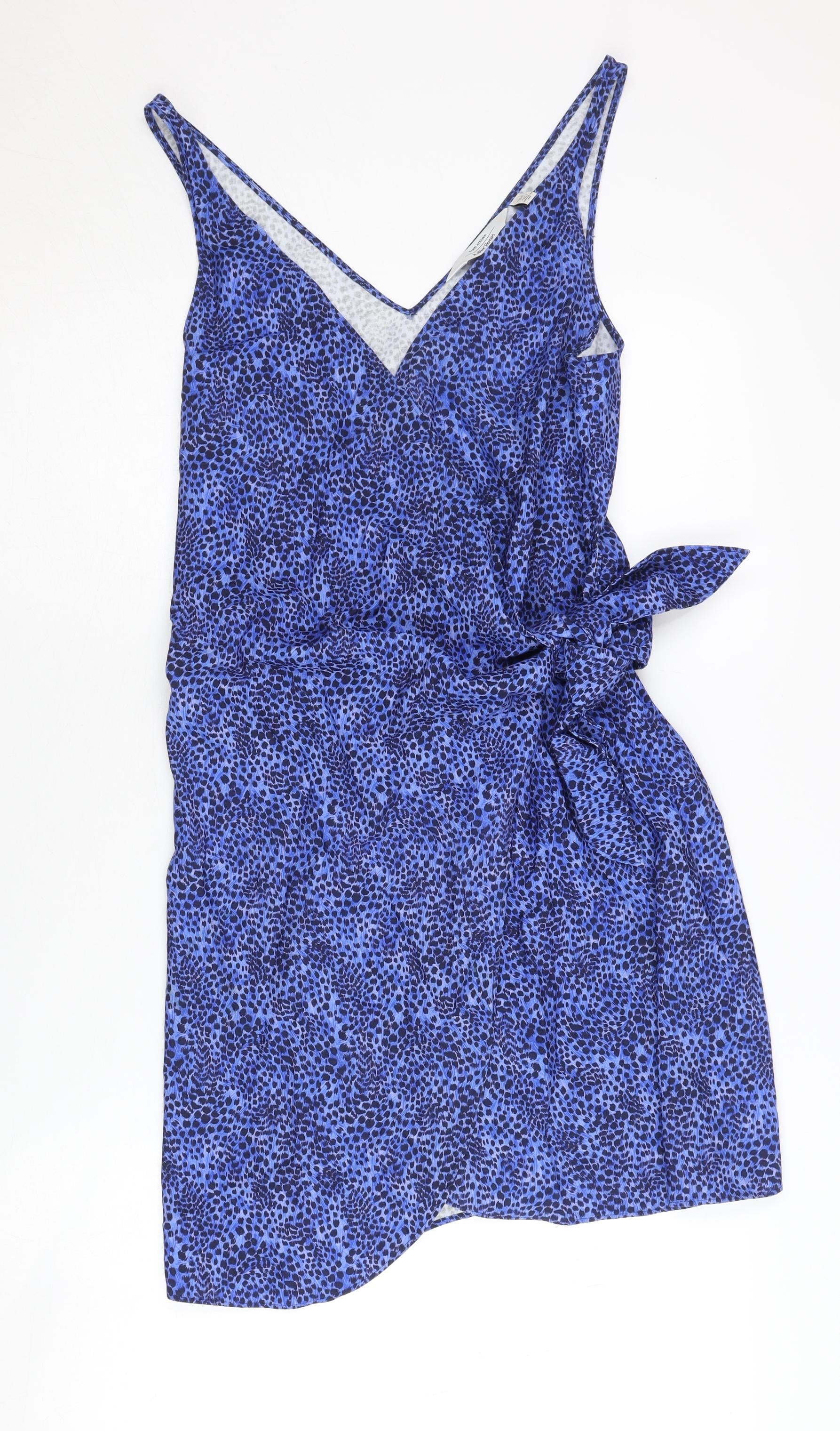 blue animal print wrap dress Addie Short Sleeve Wrap Dress main image 1