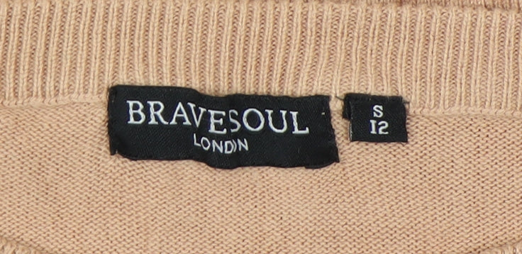 Brave Soul Women's Beige Bell Sleeve Pullover Jumper Size 12