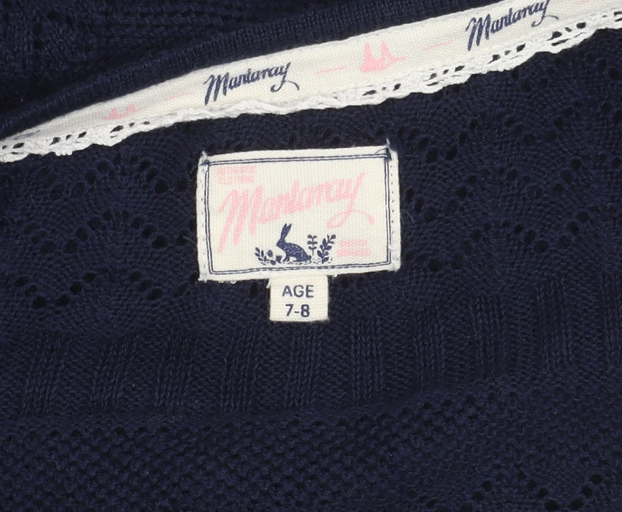 Mantaray Girls Blue Cardigan Age 7-8 Fringe Knit Lightweight