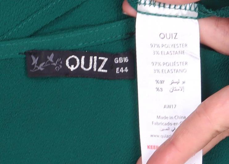 Ouiz Women's Green Wrap Top L with Flared Sleeves