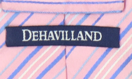 Dehavilland Men's Pink Striped Silk Handmade Tie