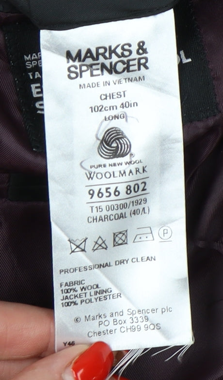 Marks and Spencer Men's Black Wool Blazer 40