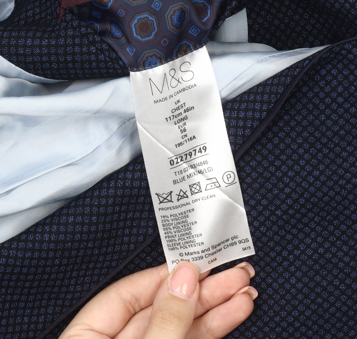 Marks and Spencer Blue Men's Blazer 46 Long