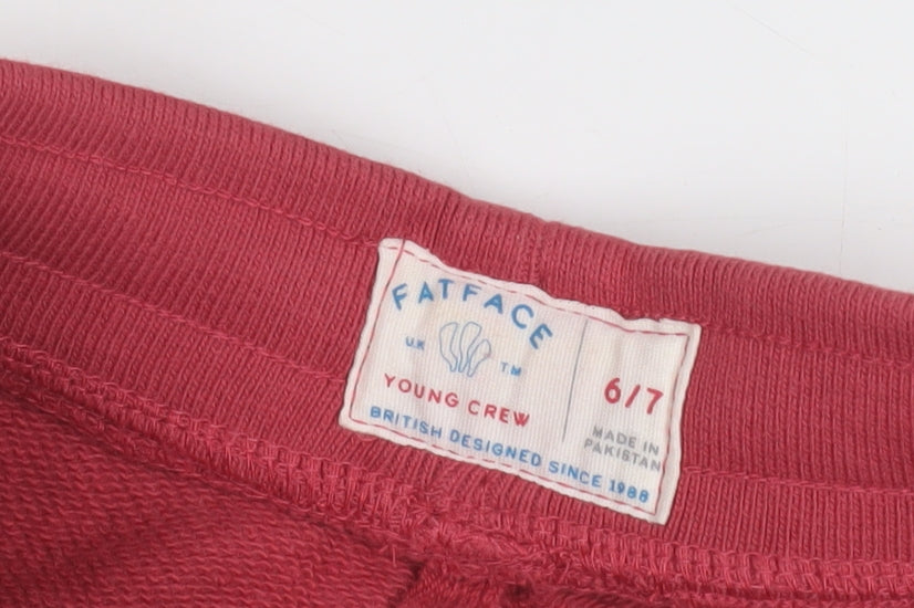 FatFace Girls Red Sweat Shorts 6-7 Years with Drawstring Waist