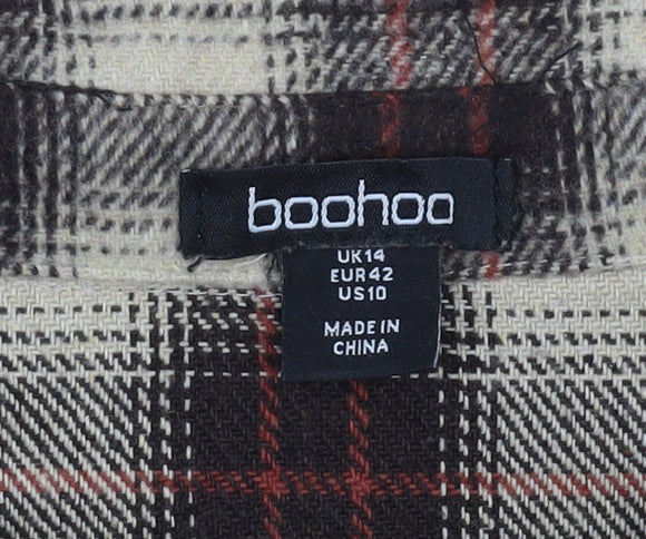 Boohoo Women's Plaid Jacket UK 14 Multicoloured Casual
