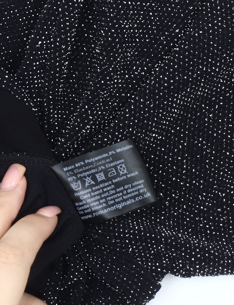 Roman Women's Black Sparkle Top Size 14