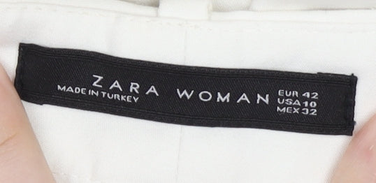 Zara Women's White Trousers, Size 14, Cotton Blend