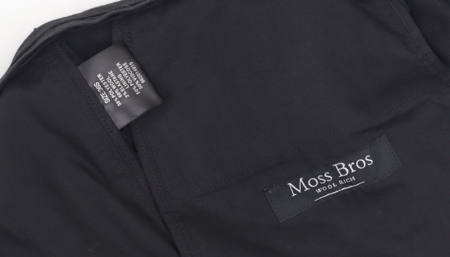 Moss Bros Men's Black Suit Trousers 36 Regular Fit