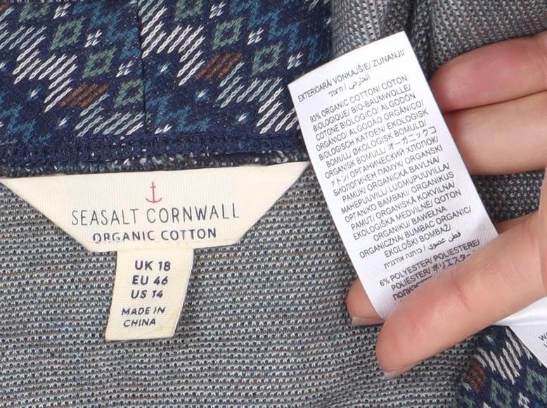 Seasalt Cornwall Women's Blue Geometric Knit Top, Size 18