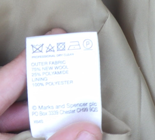 Marks and Spencer Women's Beige Wool Coat Size 18