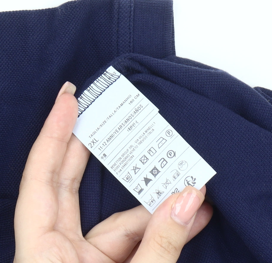 Benetton Boys Blue Polo Shirt 2XL Casual Basic