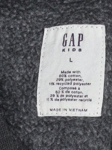 Gap Kids Boys Grey Pullover Hoodie L 10-11Y Logo Fleece