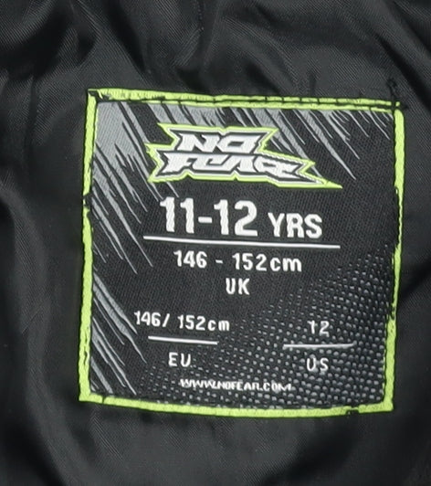 No Fear Boys Black Mid-Length Hooded Jacket 11-12 Years