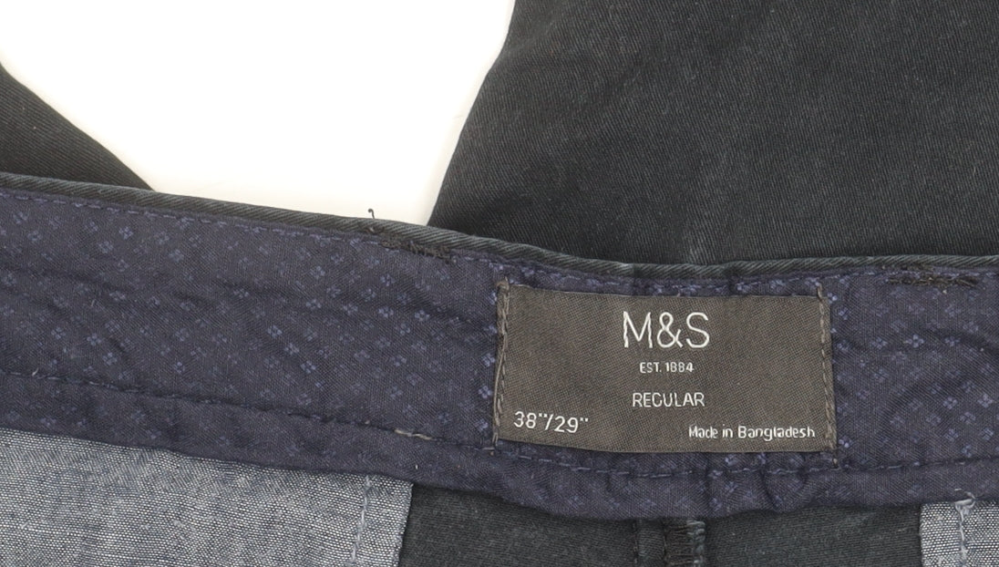 Marks and Spencer Men's Black Chino Trousers 38/29 Regular