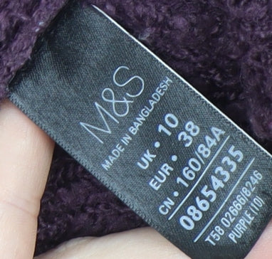 Marks and Spencer Women's Purple Cowl Neck Jumper Size 10